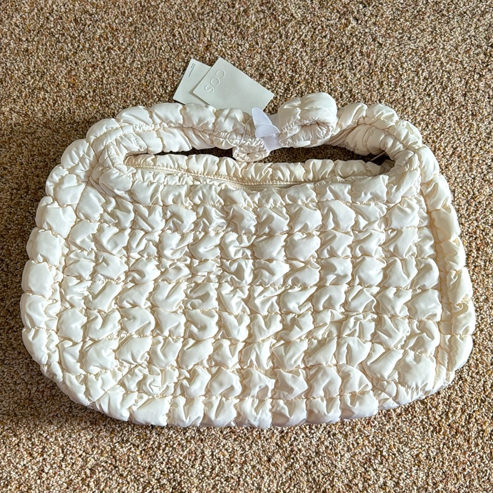 COS Oversized Quilted Crossbody Bag Cream White